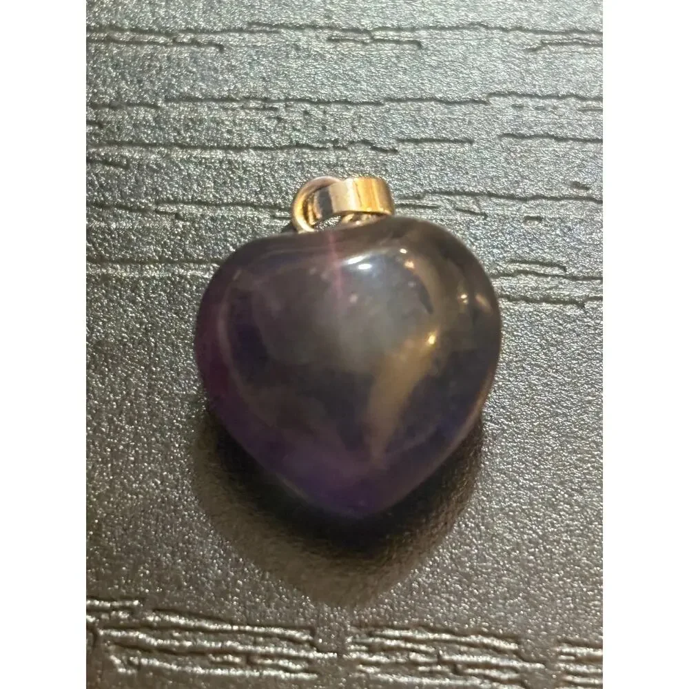 Purple Heart Gemstone Pendant Silver Tone Bail